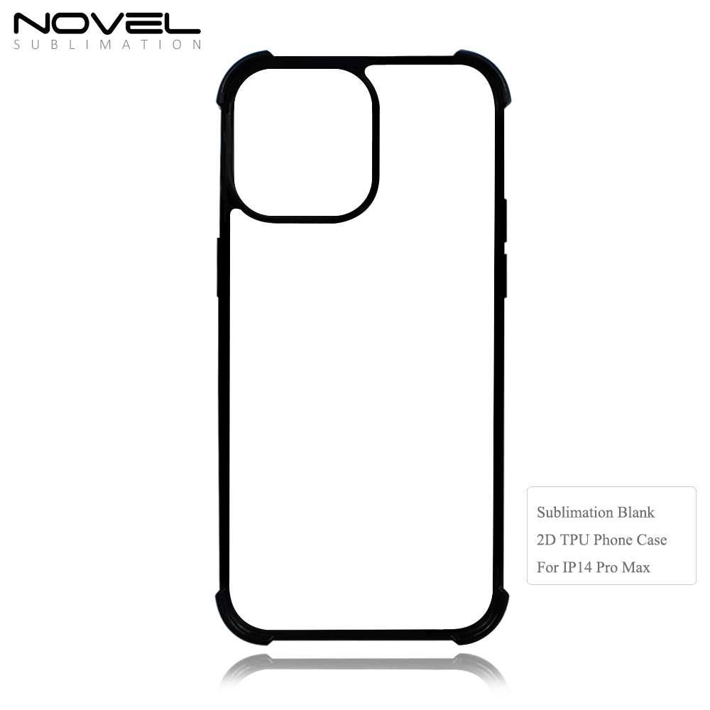 Strong Protection! For iPhone 14 Pro Four Corner Anti-drop 2D TPU Phone Case Cover With Metal Insert For Sublimation Printing