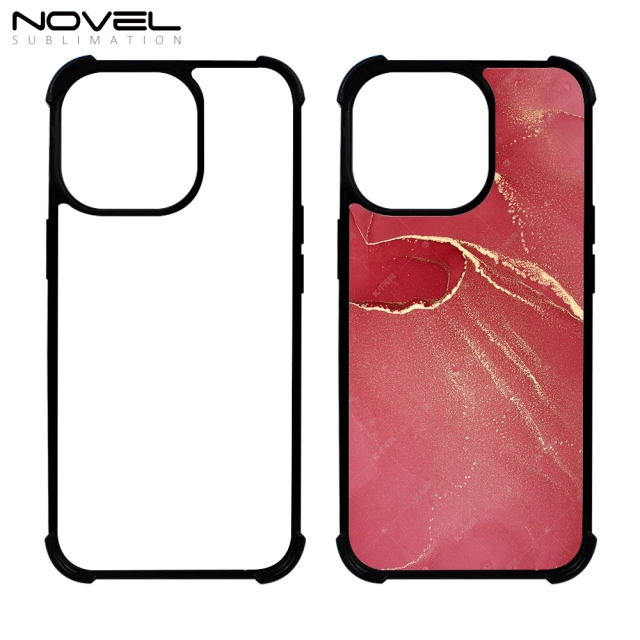 For iPhone 14 13 12 11 Series Sublimation  2D TPU Case with Four Corner Anti-drop Rubber Phone Cover With Aluminum Sheet