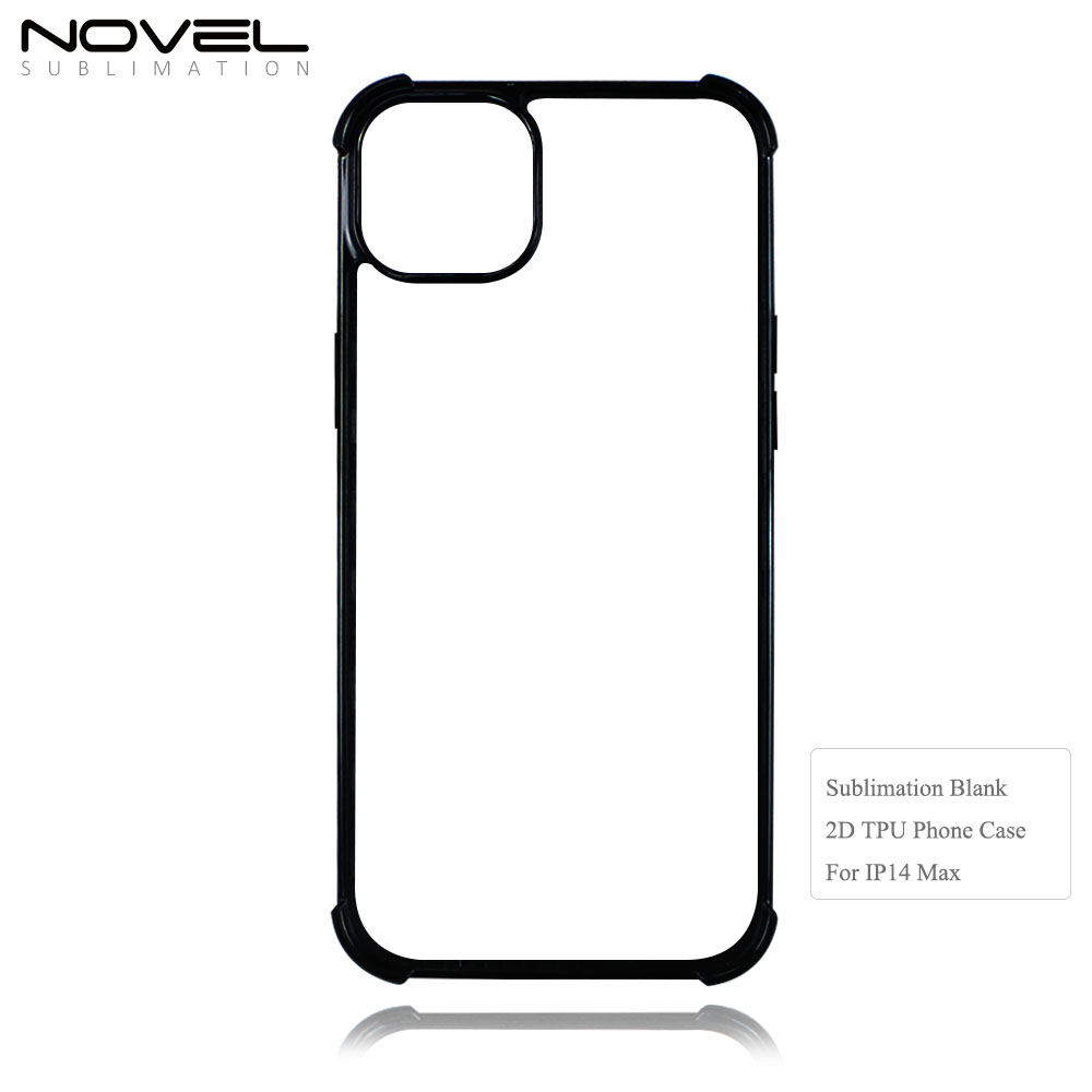 Strong Protection! For iPhone 14 Pro Four Corner Anti-drop 2D TPU Phone Case Cover With Metal Insert For Sublimation Printing