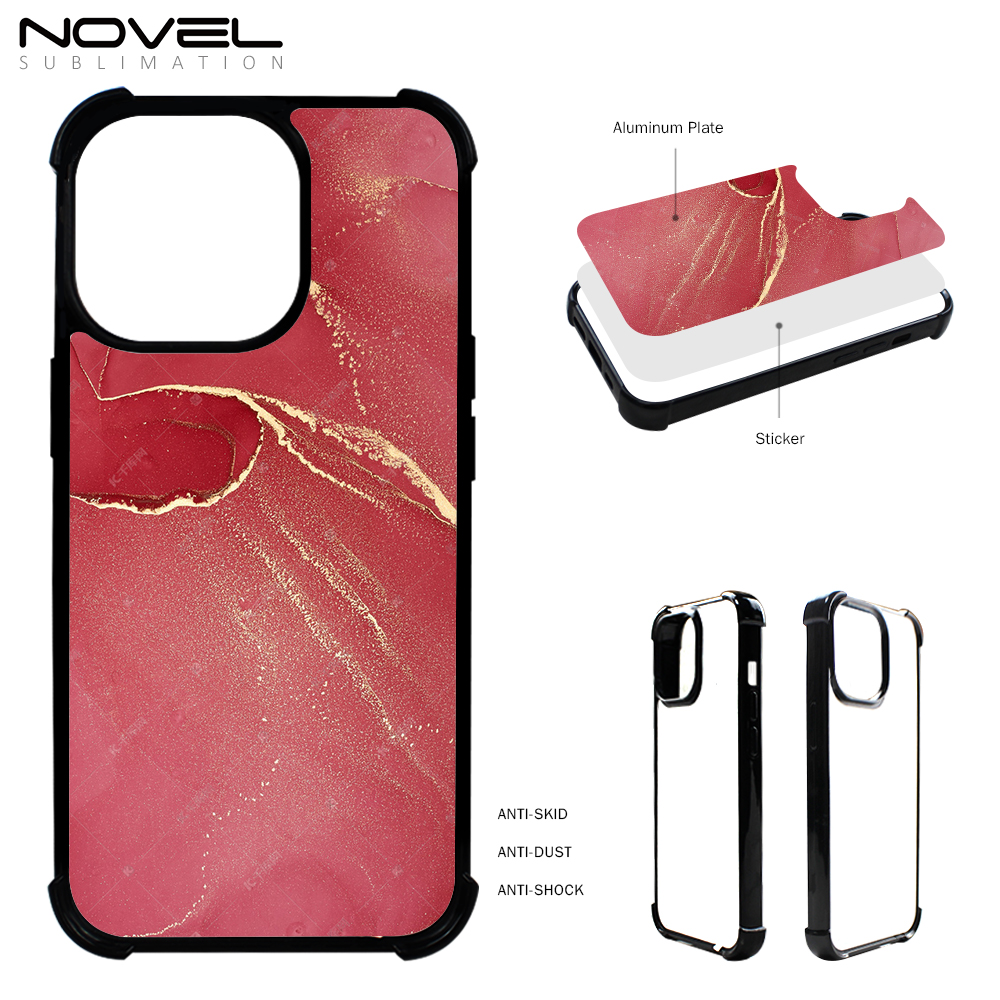 Strong Protection! For iPhone 14 Pro Four Corner Anti-drop 2D TPU Phone Case Cover With Metal Insert For Sublimation Printing