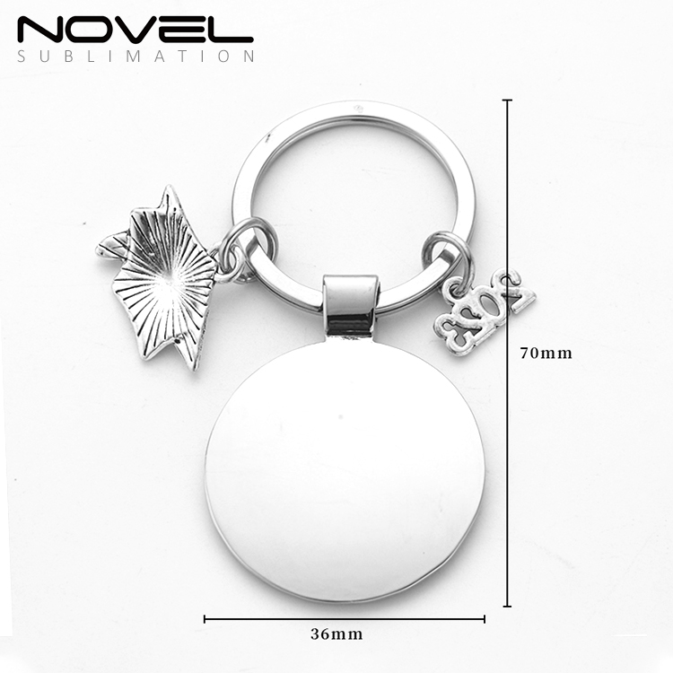Sublimation Blank Metal Keychain 2023 Graduation Keychains DIY Custom Design Printable Keyring