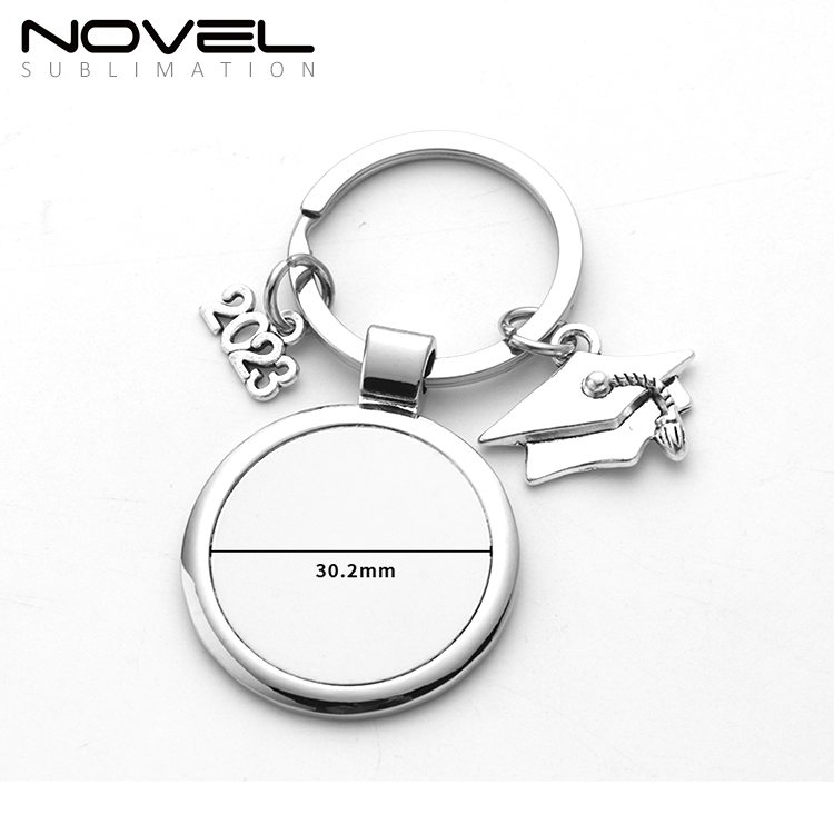 Sublimation Blank Metal Keychain 2023 Graduation Keychains DIY Custom Design Printable Keyring