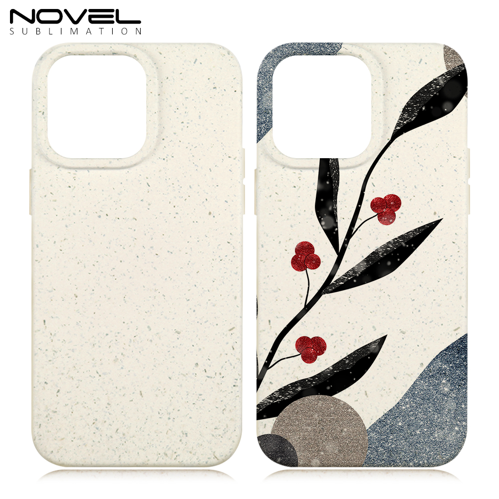 New Arrival For iPhone 14 Series Printable UV Biodegradable Wheat Straw Mobile Phone Cases