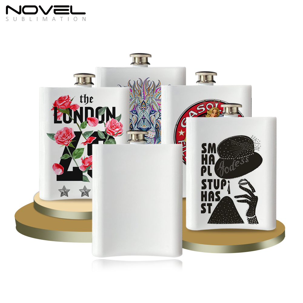New Arrival Blank White Sublimation Stainless Steel 8oz Hip Flask support Custom Pattern