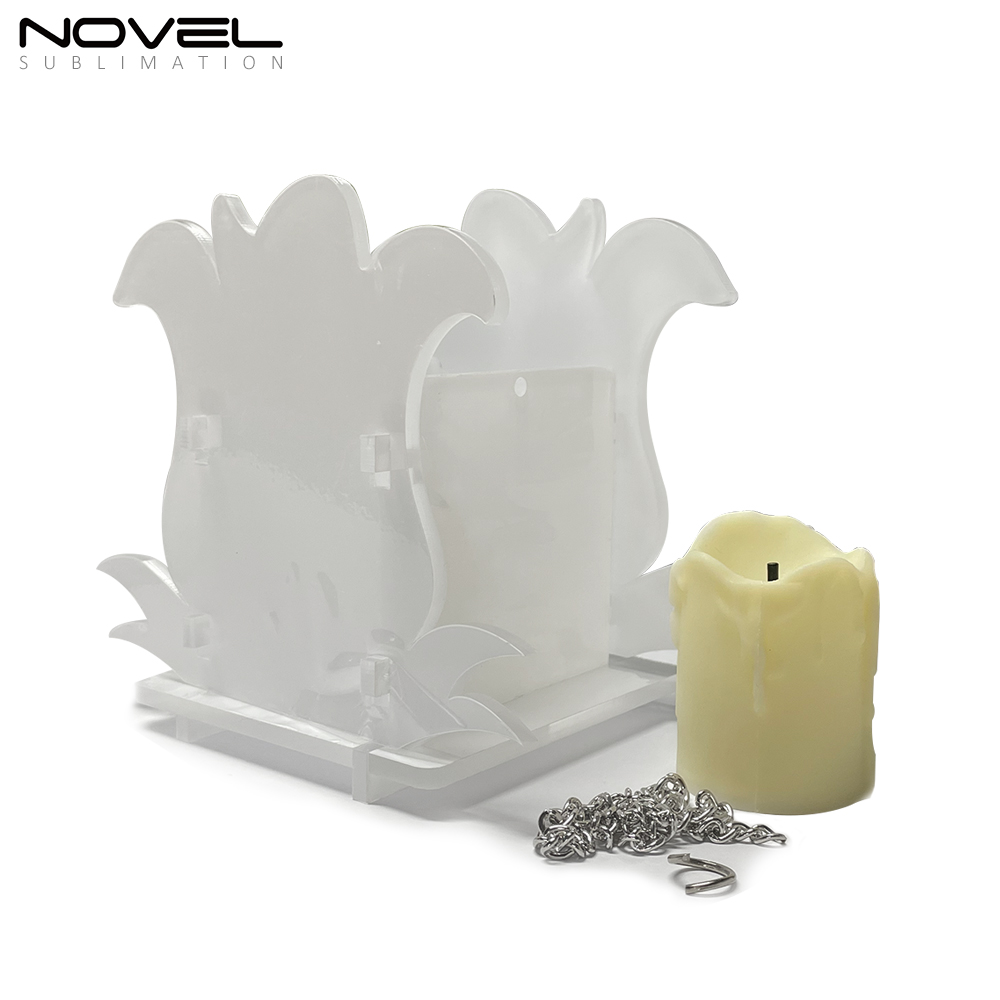New Arrival Sublimation Acrylic Photo Printing Lantern with LED Candle and Chain