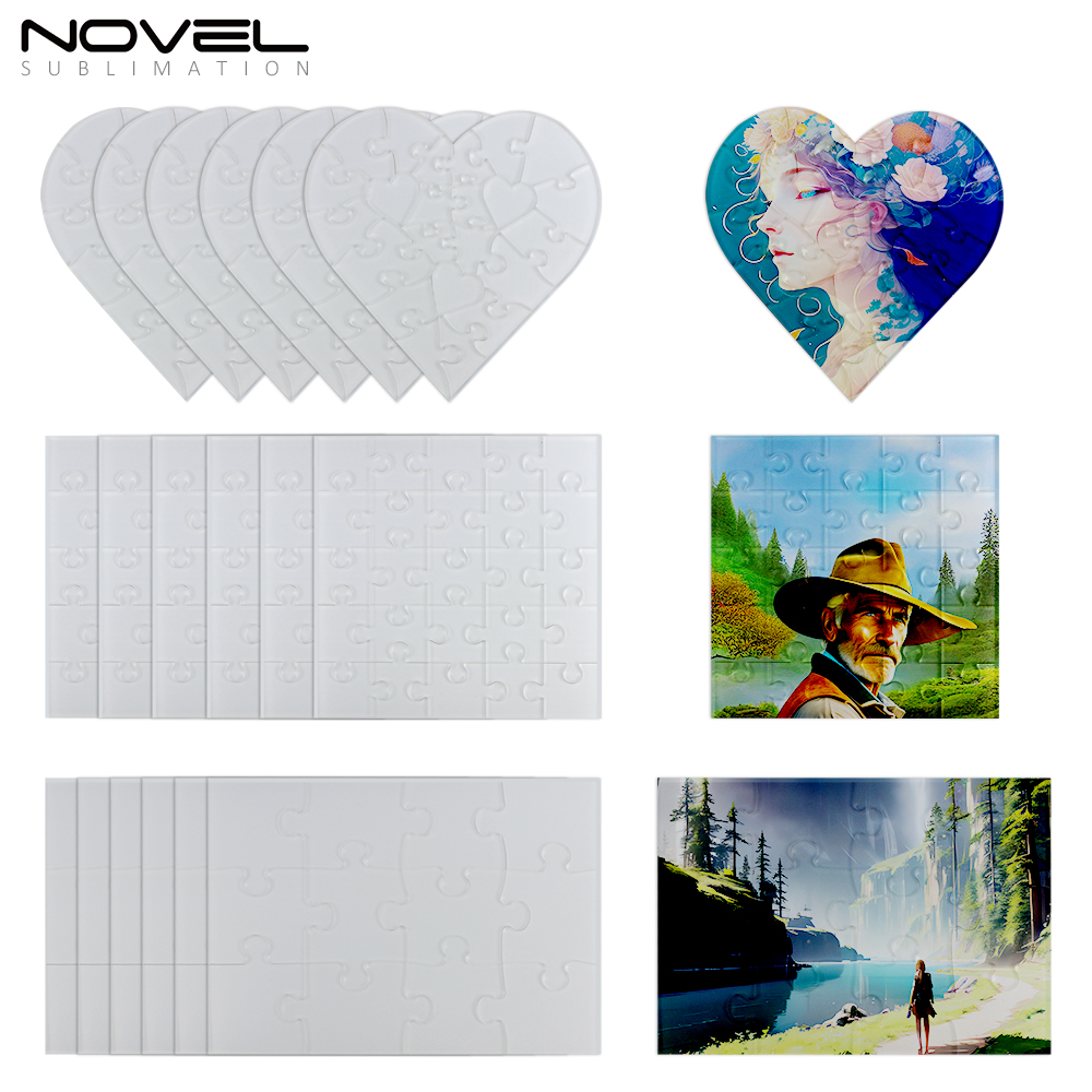 Sublimation Blank Acrylic Puzzle Jigsaw- Retangle/ Heart/ Square