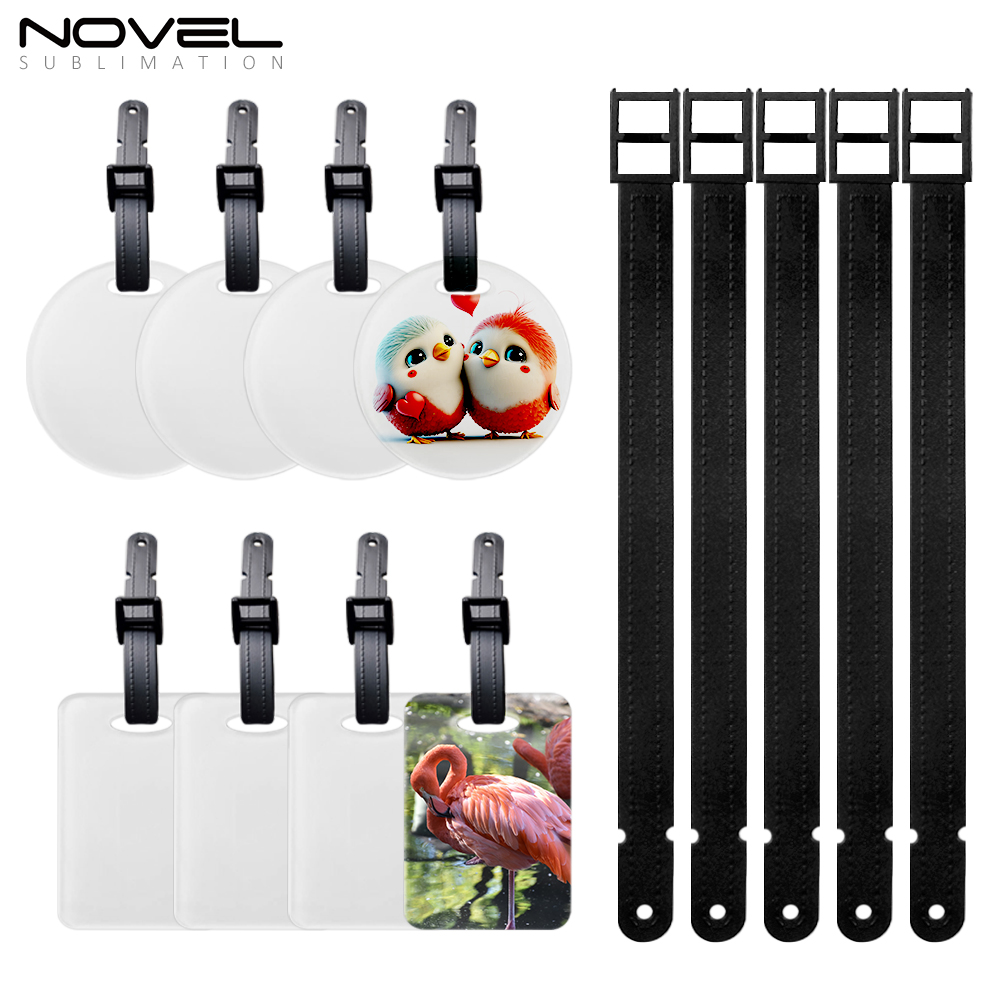 Sublimation Blank Acrylic Luggage Tags/Reserved Seating Tags/Wedding Place Cards with 13 Shapes Matching Leather Belt