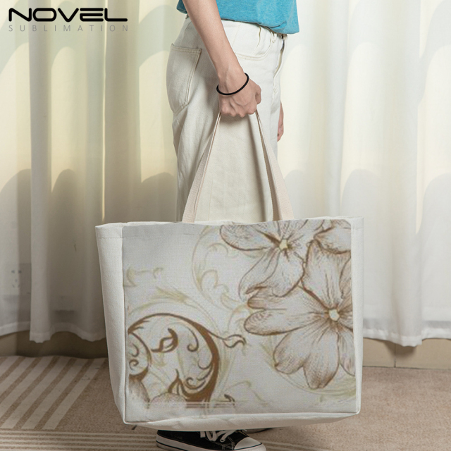 New Arrival Sublimation Blank Wide Bottom Shopping Linen Bag Reusable Custom Tote Bag