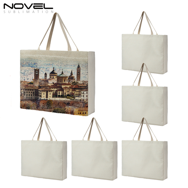 New Arrival Sublimation Blank Wide Bottom Shopping Linen Bag Reusable Custom Tote Bag