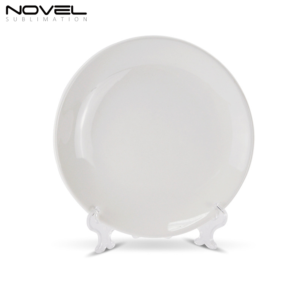 New Arrival 6"-10" Home decoration Heat Press Thermal Transfer Dye Coated Ceramic moon plate with stand Sublimation Blank Plate