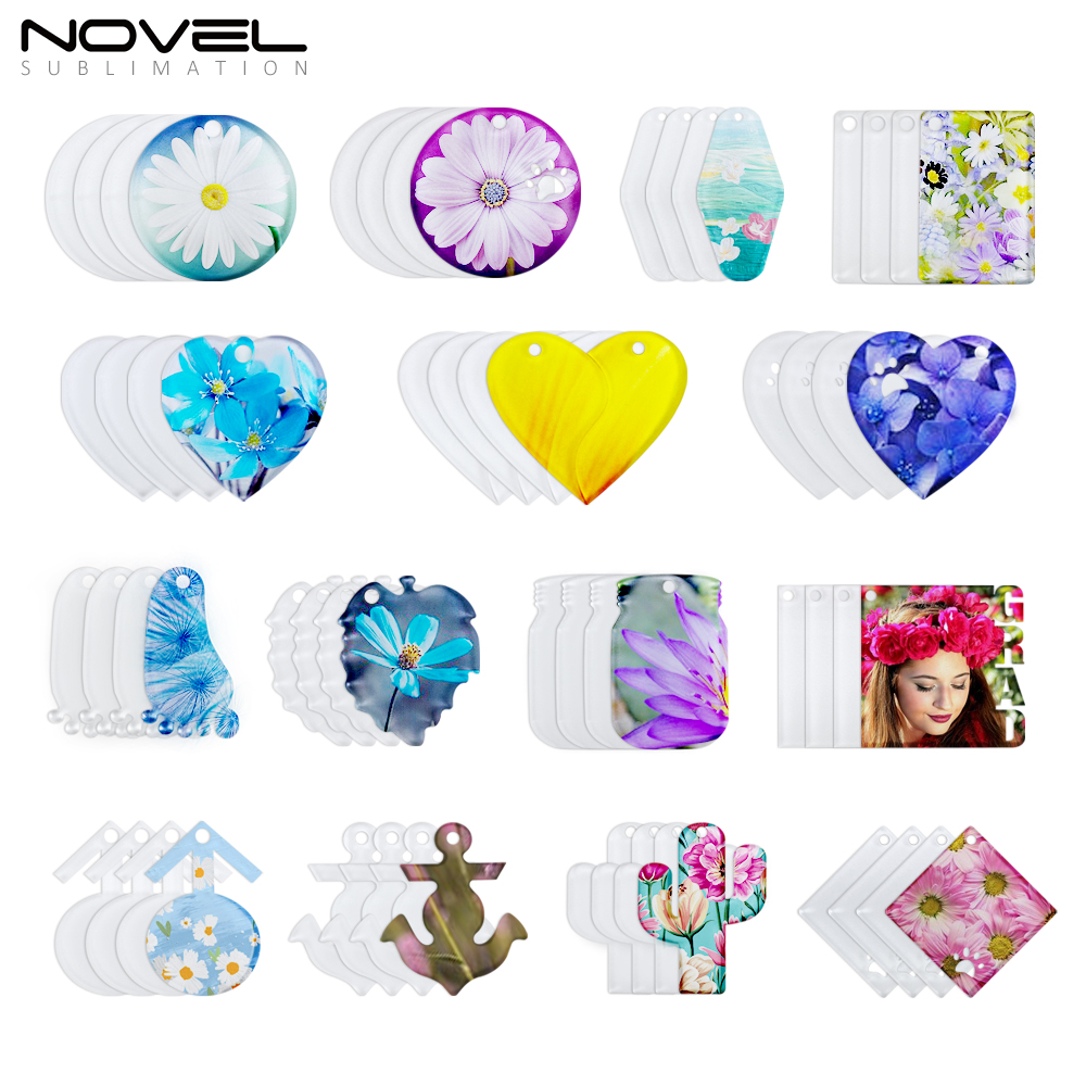 Sublimation Transparent Acrylic Single Sided Print Keyring DIY Keychain