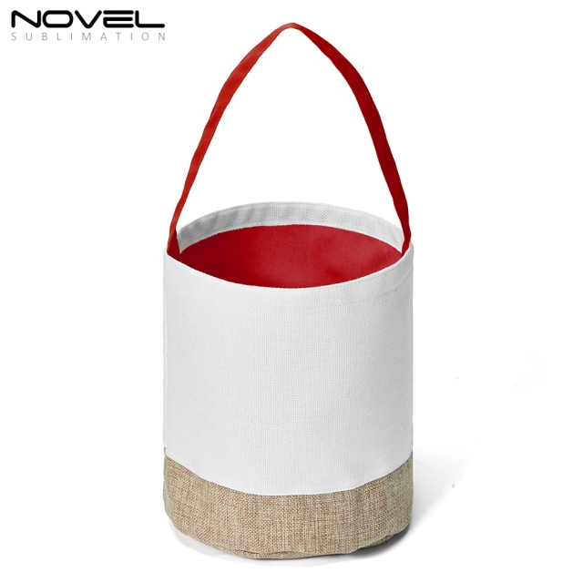 New arrival Bucket Bag Sublimation Blank Cotton And Linen Splicing Contrasting Color Basket