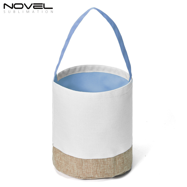 New arrival Bucket Bag Sublimation Blank Cotton And Linen Splicing Contrasting Color Basket