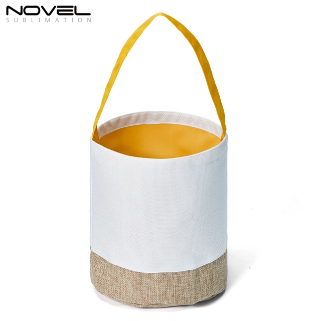 New arrival Bucket Bag Sublimation Blank Cotton And Linen Splicing Contrasting Color Basket