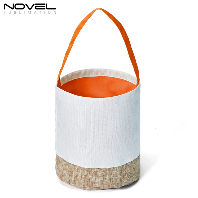 New arrival Bucket Bag Sublimation Blank Cotton And Linen Splicing Contrasting Color Basket