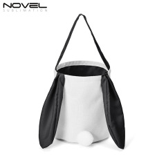 New arrival Bucket Bag Sublimation Blank Cotton And Linen Colorful Long Eared Rabbit Tail Basket