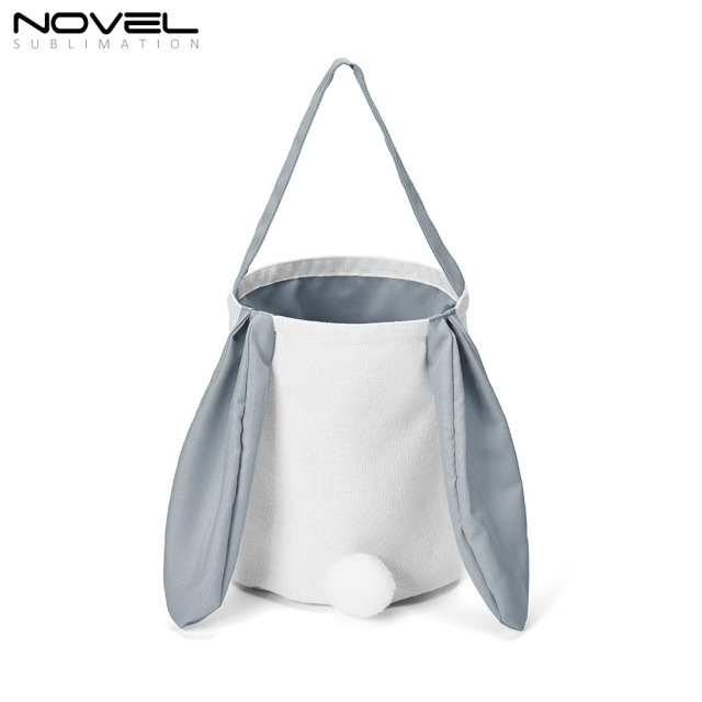 New arrival Bucket Bag Sublimation Blank Cotton And Linen Colorful Long Eared Rabbit Tail Basket