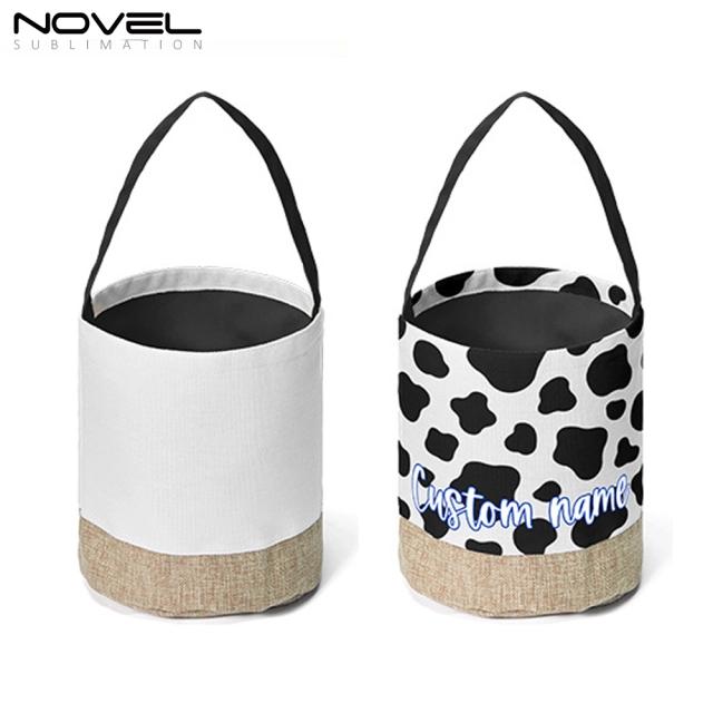 New arrival Bucket Bag Sublimation Blank Cotton And Linen Splicing Contrasting Color Basket