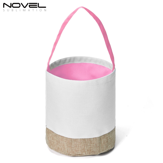 New arrival Bucket Bag Sublimation Blank Cotton And Linen Splicing Contrasting Color Basket