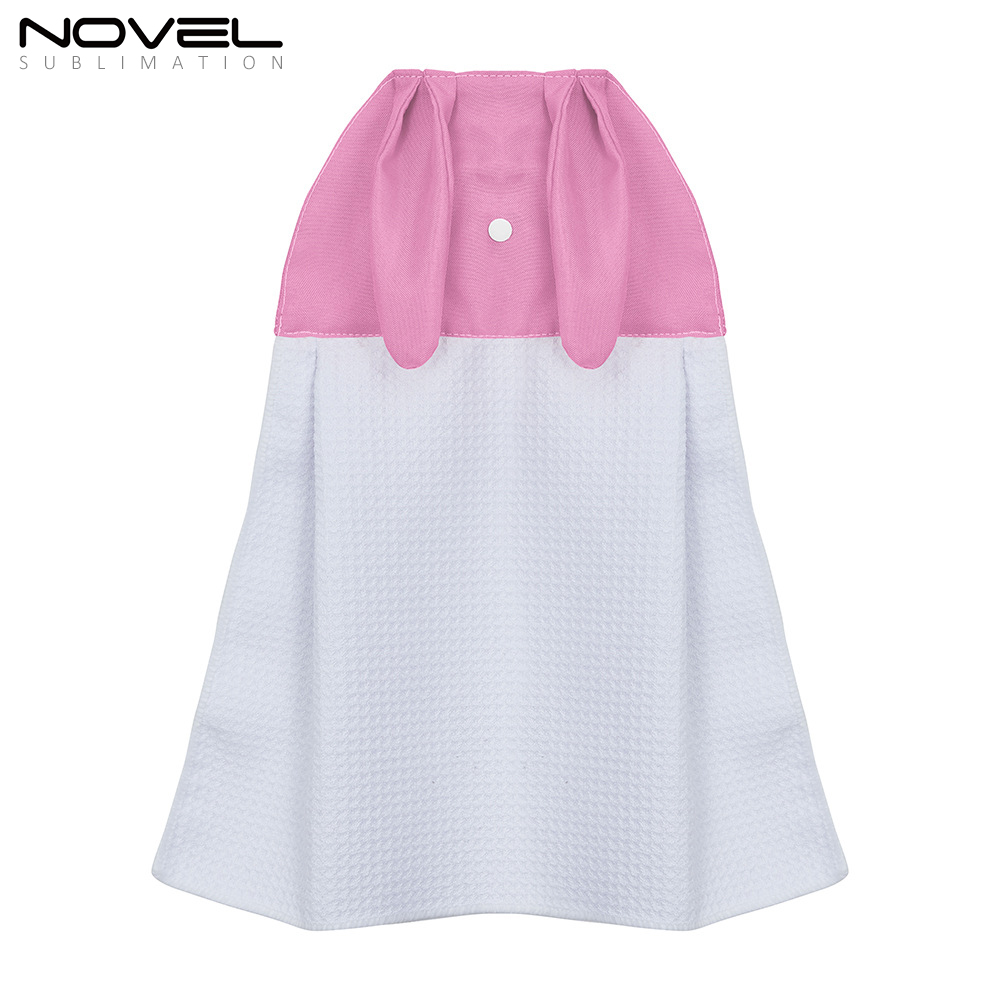 New Arrival High Quality Waffle Weave Sublimation Blank Rabbit Hand Towel with Long Ears