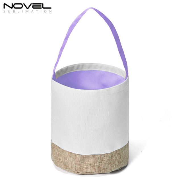 New arrival Bucket Bag Sublimation Blank Cotton And Linen Splicing Contrasting Color Basket