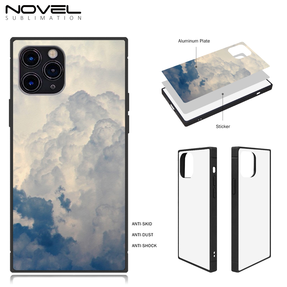 New Arrival Sublimation 2D TPU Square Phone Case for iPhone Series DIY Shell With Aluminum Sheet