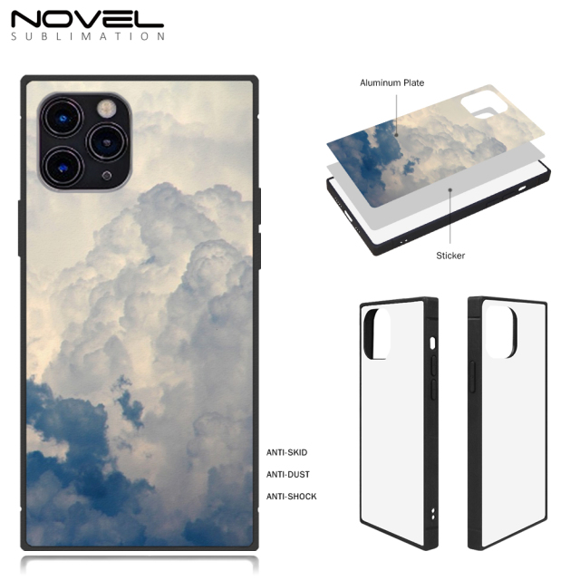 New Arrival Sublimation Square Blank 2D TPU Phone Case for iPhone Series DIY Shell With Aluminum Sheet