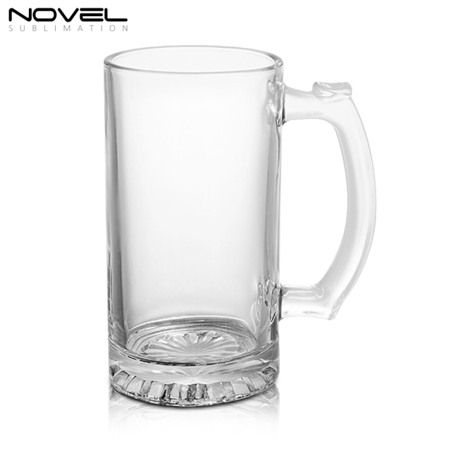 Sublimation Glass Blanks Mug Glass Tumblers 16oz Coffee Beer Mugs Cups with Handle--Clear/Frosted Glass