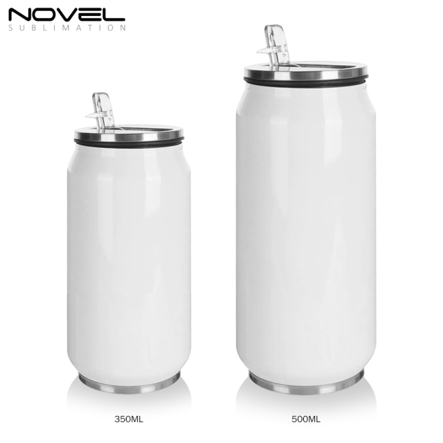 350ml/500ml Stainless Steel Sublimation Coke Can Water Bottle With Straw