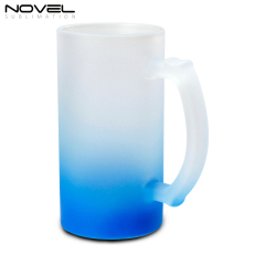 Sublimation Glass Blanks Mug Glass Tumblers 16oz Coffee Beer Mugs Cups with Handle--Gradient colored frosted glass