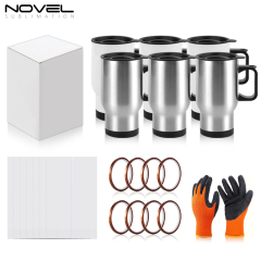 450ml Stainless Steel Travel Mug Sublimation 14oz Car Mug-White and Silver Available