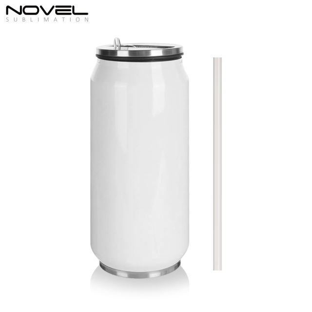 350ml/500ml Stainless Steel Sublimation Coke Can Water Bottle With Straw