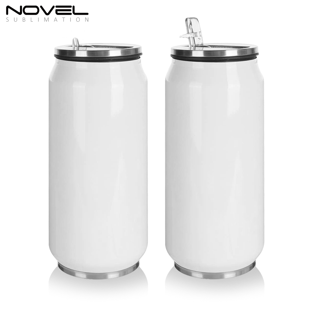 350ml/500ml Stainless Steel Sublimation Coke Can Water Bottle With Straw