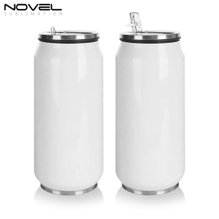 350ml/500ml Stainless Steel Sublimation Coke Can Water Bottle With Straw