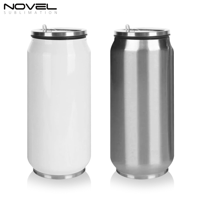 350ml/500ml Stainless Steel Sublimation Coke Can Water Bottle With Straw