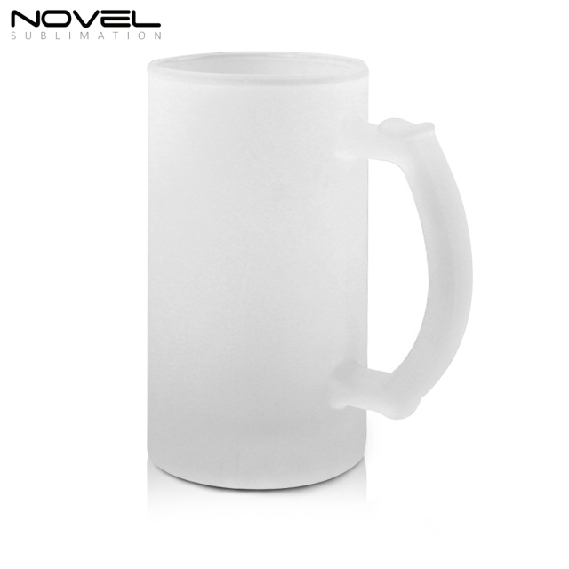 Sublimation Glass Blanks Mug Glass Tumblers 16oz Coffee Beer Mugs Cups with Handle--Clear/Frosted Glass