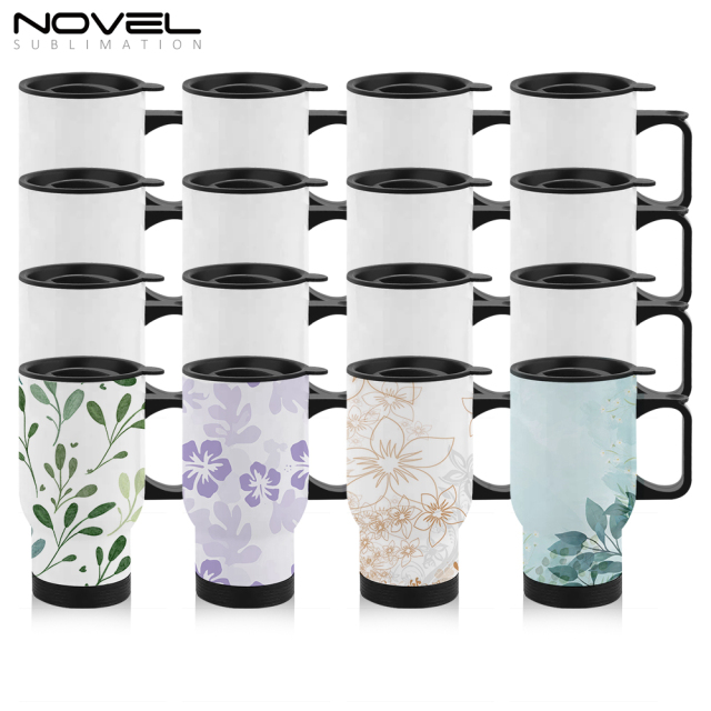 450ml Stainless Steel Travel Mug Sublimation 14oz Car Mug-White and Silver Available