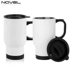 450ml Stainless Steel Travel Mug Sublimation 14oz Car Mug-White and Silver Available