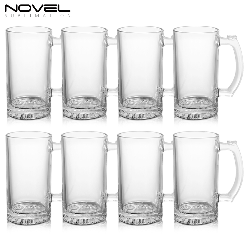Sublimation Glass Blanks Mug Glass Tumblers 16oz Coffee Beer Mugs Cups with Handle--Clear/Frosted Glass