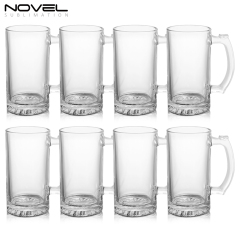 Sublimation Glass Blanks Mug Glass Tumblers 16oz Coffee Beer Mugs Cups with Handle--Clear/Frosted Glass