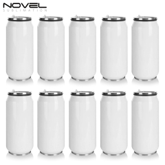 350ml/500ml Stainless Steel Sublimation Coke Can Water Bottle With Straw