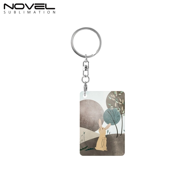 New Arrival Sublimation Aluminium Double Sided Print Keyring DIY Keychain