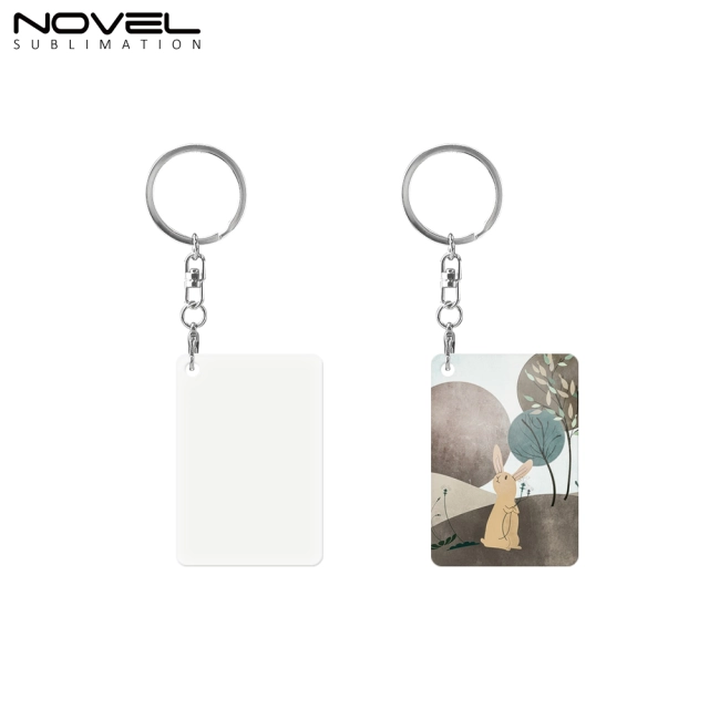 New Arrival Sublimation Aluminium Double Sided Print Keyring DIY Keychain