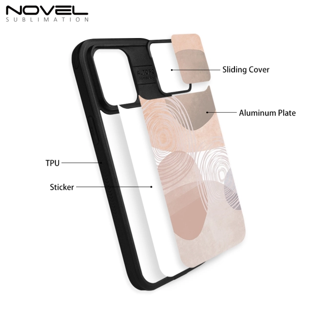 Colorful 2D Sublimation TPU+PC Phone Case with Sliding Window Design and Aluminum Sheet