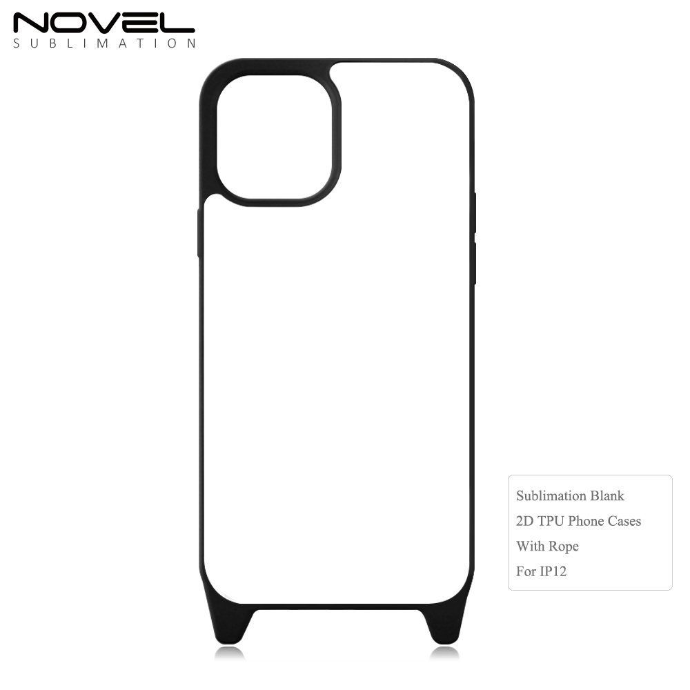 2D TPU+PC Sublimation iPhone 12,13,14 Series Cases  with Aluminum Sheet & Colorful Ropes Custom Phone Case with Lanyard Case with Hanging Rope