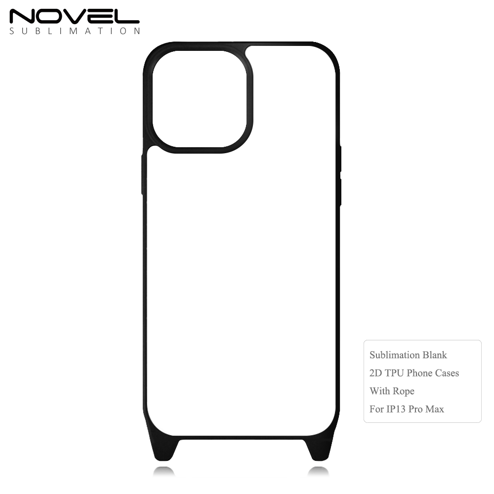 2D TPU+PC Sublimation iPhone 12,13,14 Series Cases  with Aluminum Sheet & Colorful Ropes Custom Phone Case with Lanyard Case with Hanging Rope