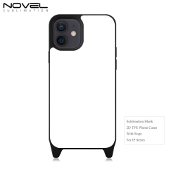 New Arrival 2D TPU+PC Sublimation Phone Cases  with Aluminum Sheet & Colorful Ropes