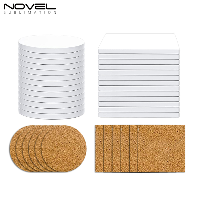 New Arrival Sublimation Coasters DIY Square/Round Ceramic Cup Pad with Cork