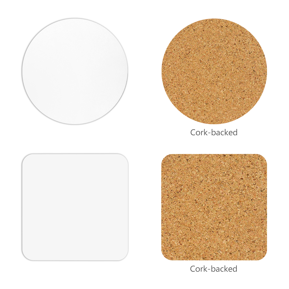 Sublimation MDF Coasters DIY Square/Round MDF Cup Pad with Cork & without Cork