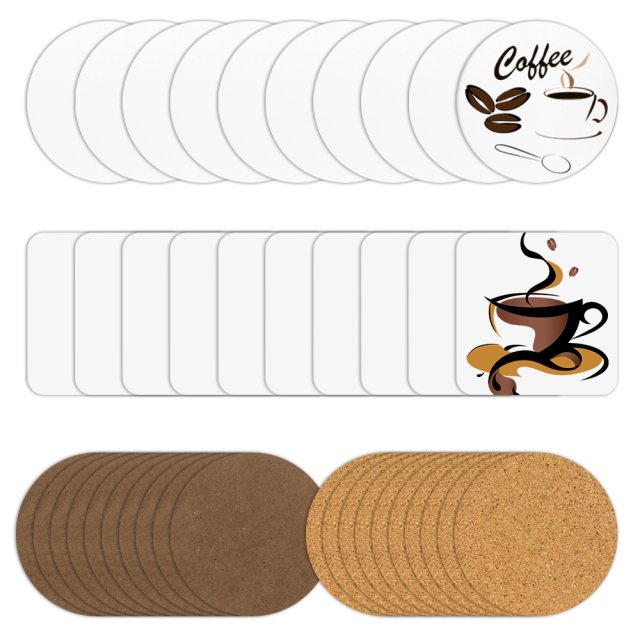 New Arrival Sublimation Coasters DIY Square/Round MDF Cup Pad with Cork